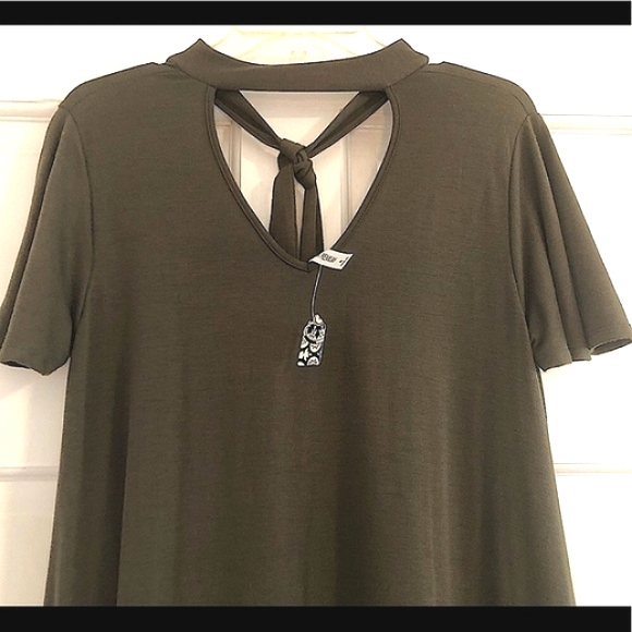 NWT Zenana Outfitters Army Green Sash Tie A-Line Dress (S) - Picture 1 of 8